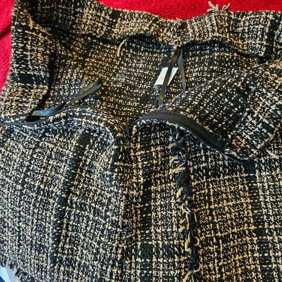 Tweed Fringed Mini Skirt In Black & Beige By Shein - Picture 4 of 14